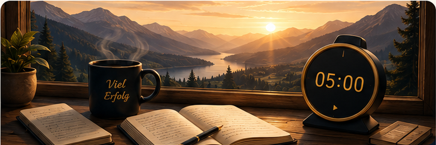 5-Minute Sessions — golden-hour study scene with timer